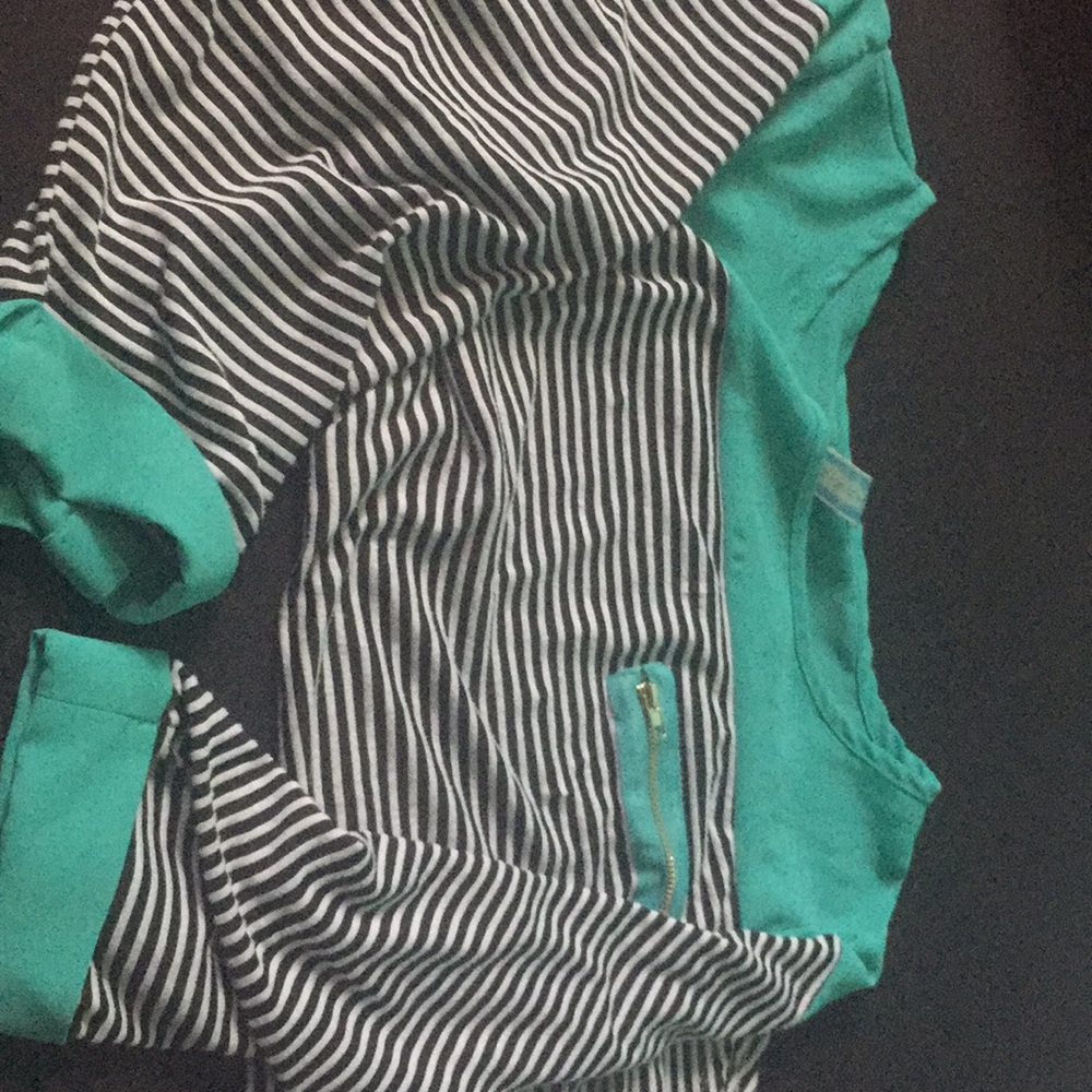 Teal striped shirt